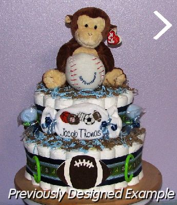 Monkey-Sports-Diaper-Cake (2).JPG - Sport Monkey Diaper Cake